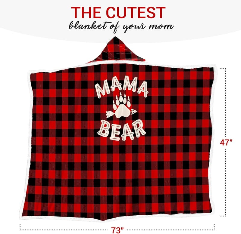 Birthday Gift for Mom - Mama Bear Wearable Blanket Hoodie