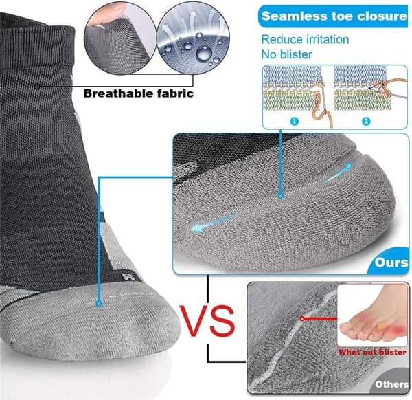 Coolmax No-Show Running Socks for Athletes, Anti-Blister