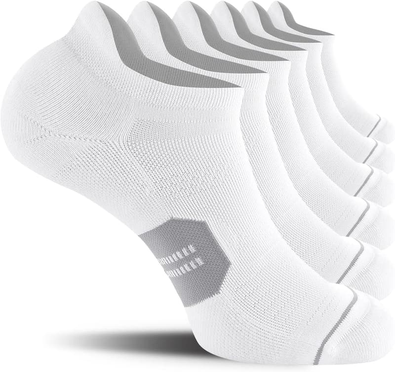 Men's Low Cut Athletic Ankle Socks, Cushioned - 6 Pack