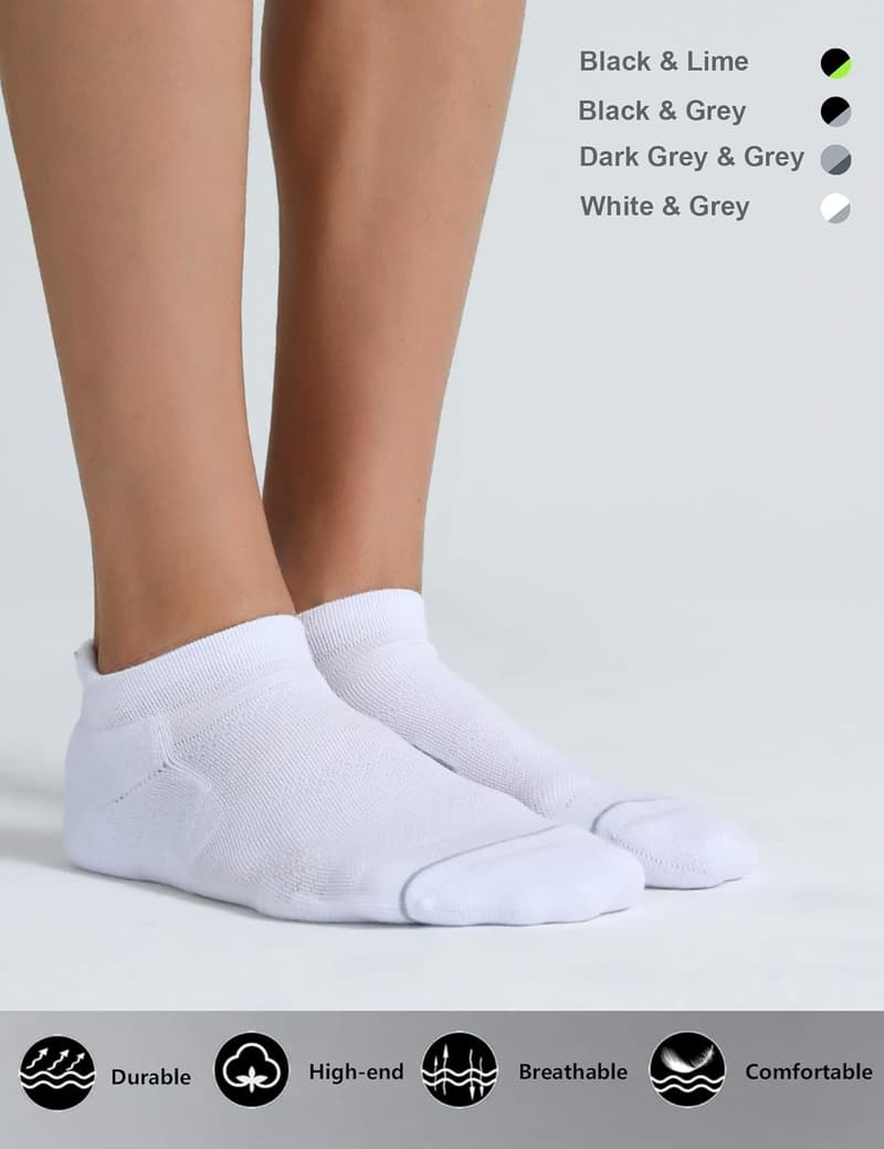 Men's Low Cut Athletic Ankle Socks, Cushioned - 6 Pack