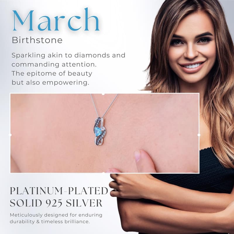 Platinum Plated Birthstone Infinity Heart Necklace for Women