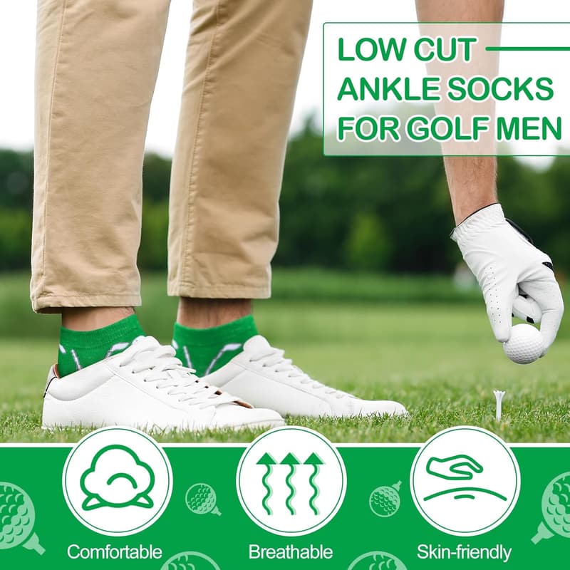 Men's Golf Socks - Low Cut Novelty Athletic Gift for Dad