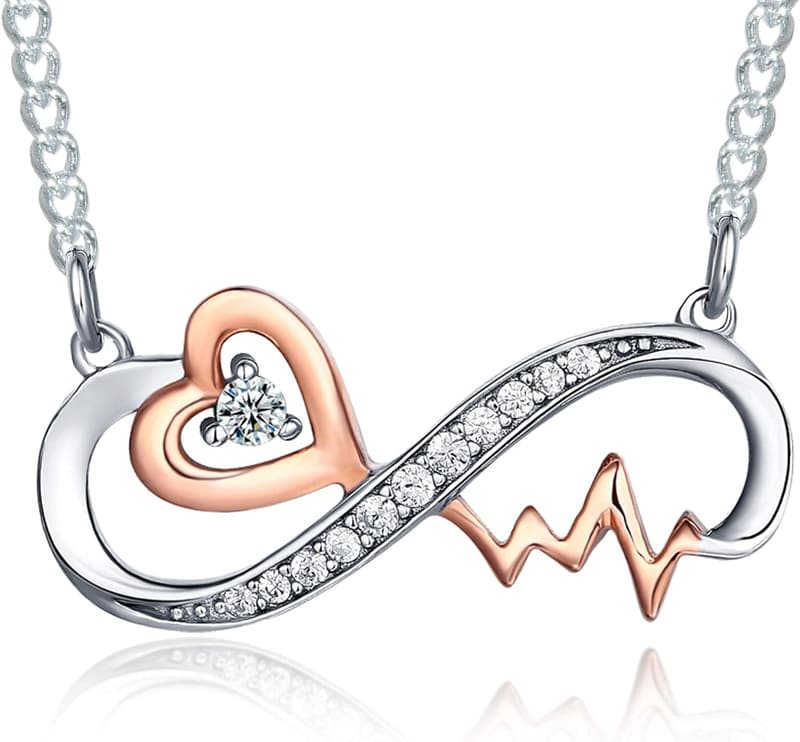 Infinity Heartbeat Sterling Silver Jewelry Set for Her