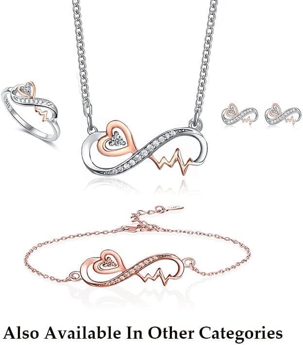 Infinity Heartbeat Sterling Silver Jewelry Set for Her