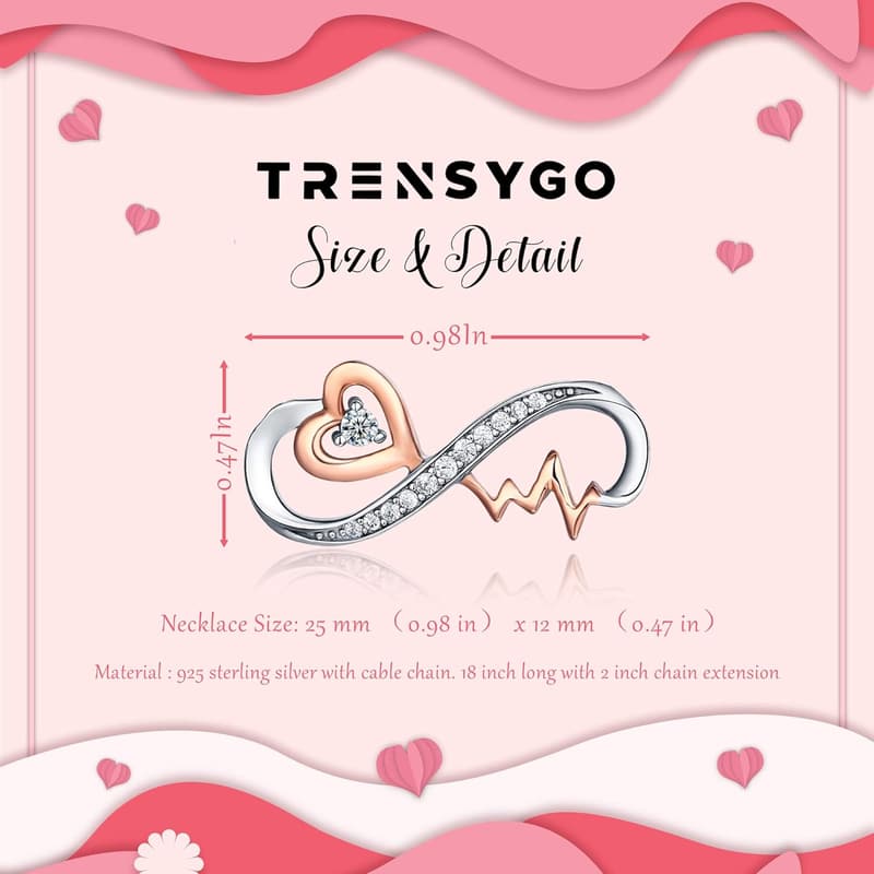 Infinity Heartbeat Sterling Silver Jewelry Set for Her
