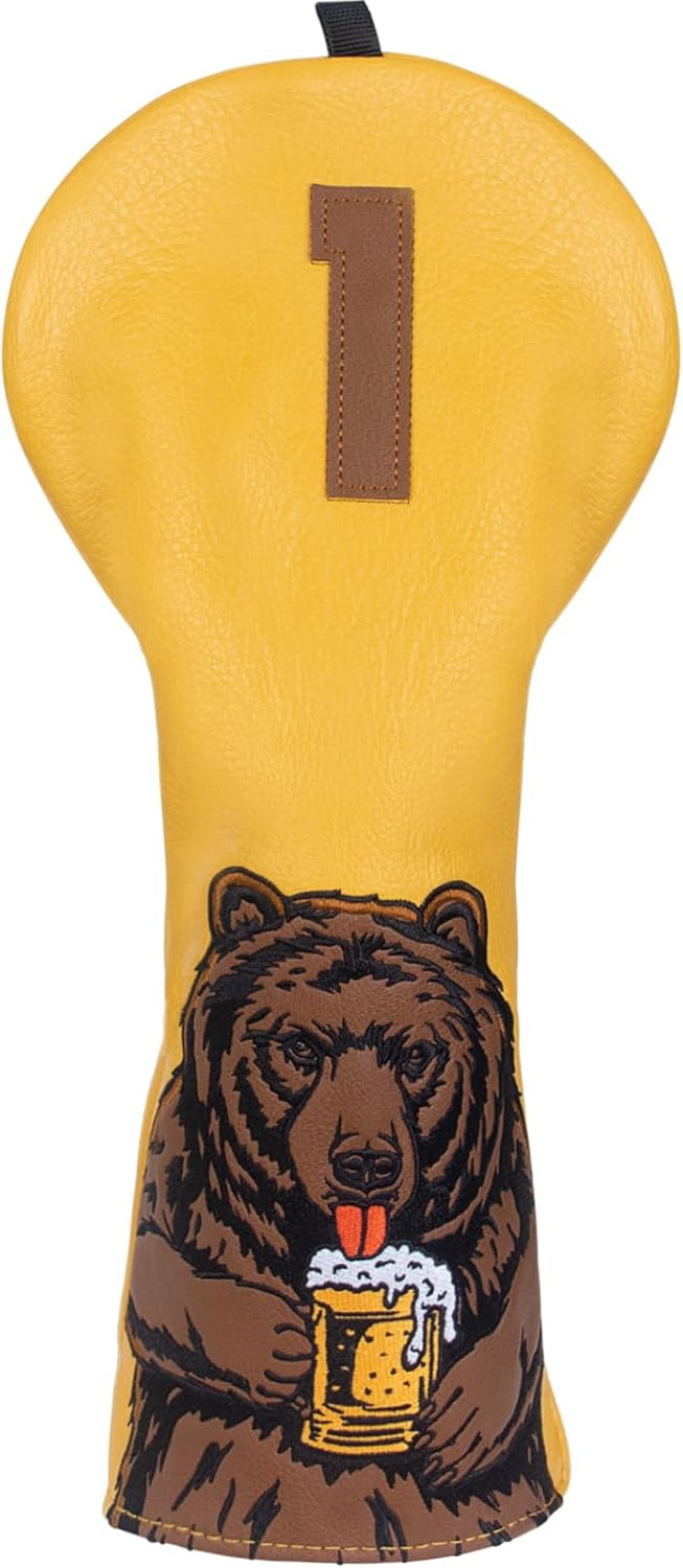 Beer Bear Golf Club Head Cover for Driver and Putter