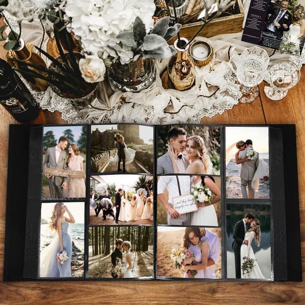 Newlywed Linen Wedding Photo Album - 600 Pocket Capacity