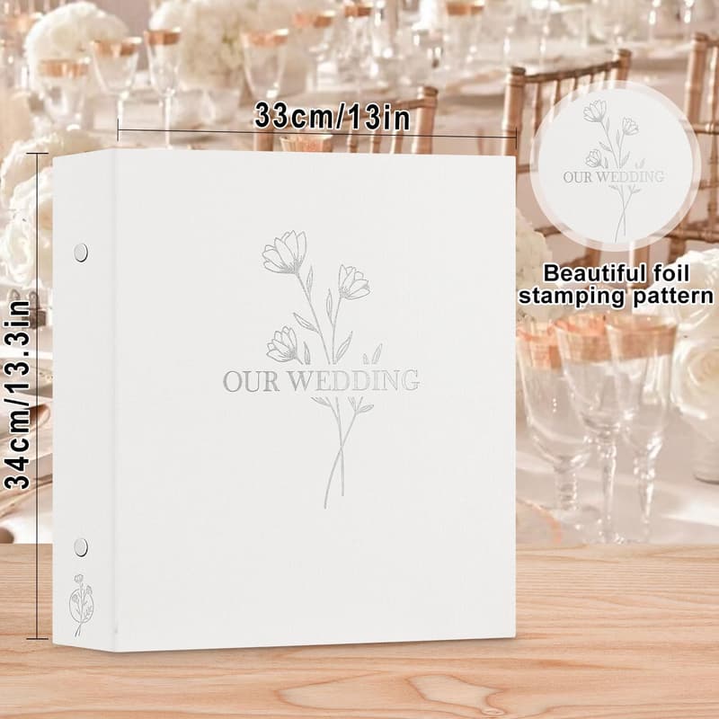 Newlywed Linen Wedding Photo Album - 600 Pocket Capacity
