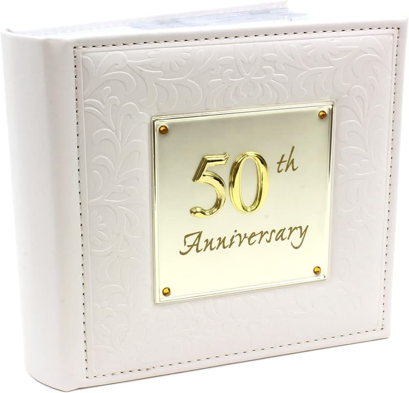 50th Wedding Anniversary Photo Album, White, 6x4 Size