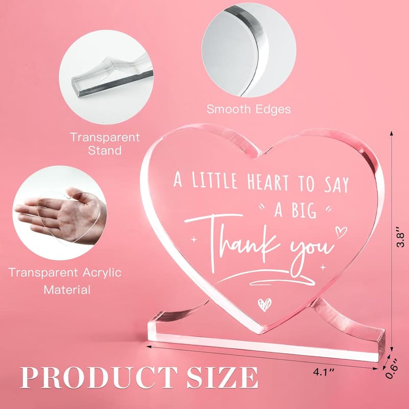 Teacher Appreciation Heart-Shaped Acrylic Desk Plaque