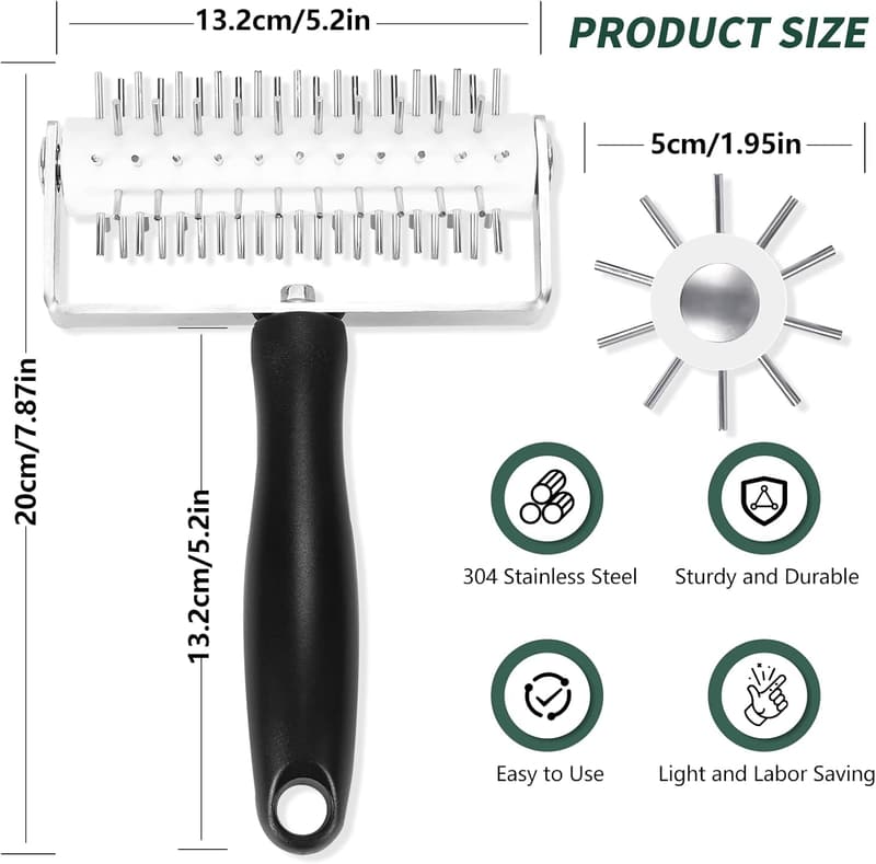 Premium Pizza Dough Docker with Stainless Steel Spikes