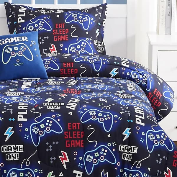 Glow-in-the-Dark Gamer Comforter Set for Boys - Twin Size