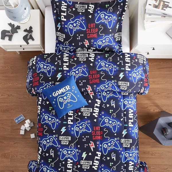 Glow-in-the-Dark Gamer Comforter Set for Boys - Twin Size