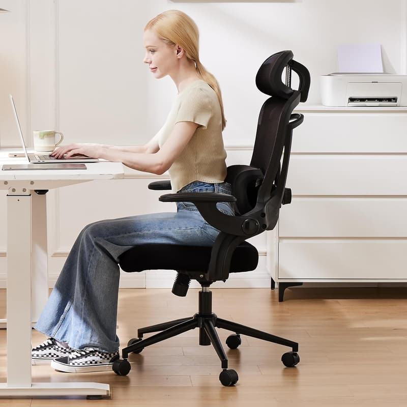 Ergonomic High Back Office Chair with 2D Headrest & Lumbar Support