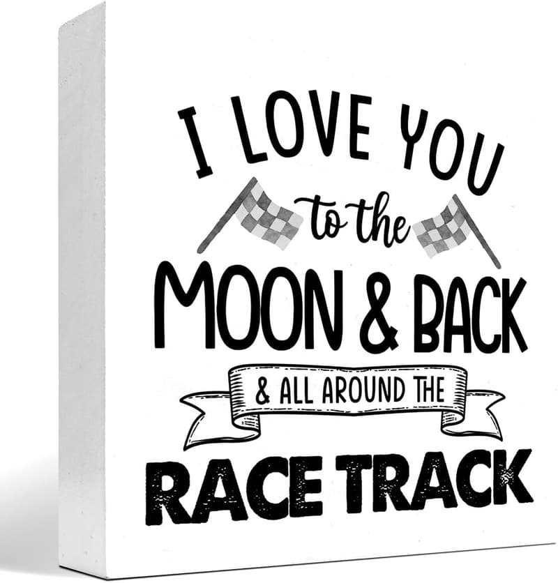 I Love You to the Moon and Back Racing Box Sign Decor
