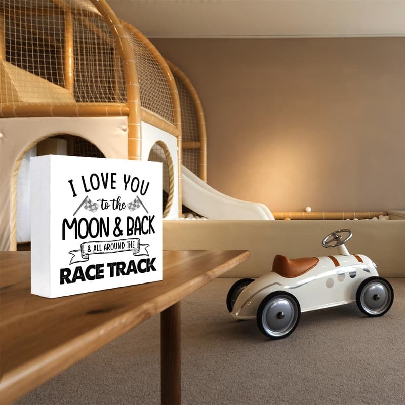 I Love You to the Moon and Back Racing Box Sign Decor