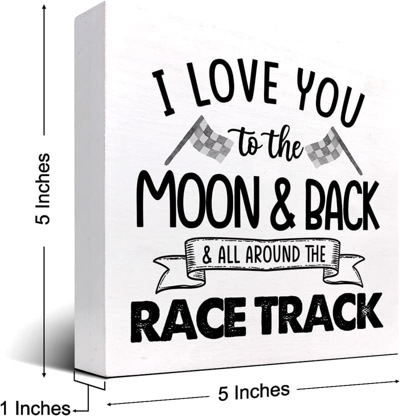 I Love You to the Moon and Back Racing Box Sign Decor