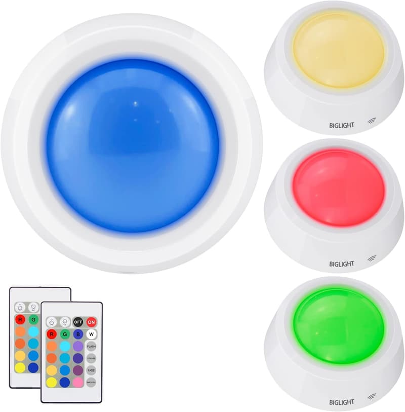 Wireless RGB LED Puck Lights with Remote Control for Classroom