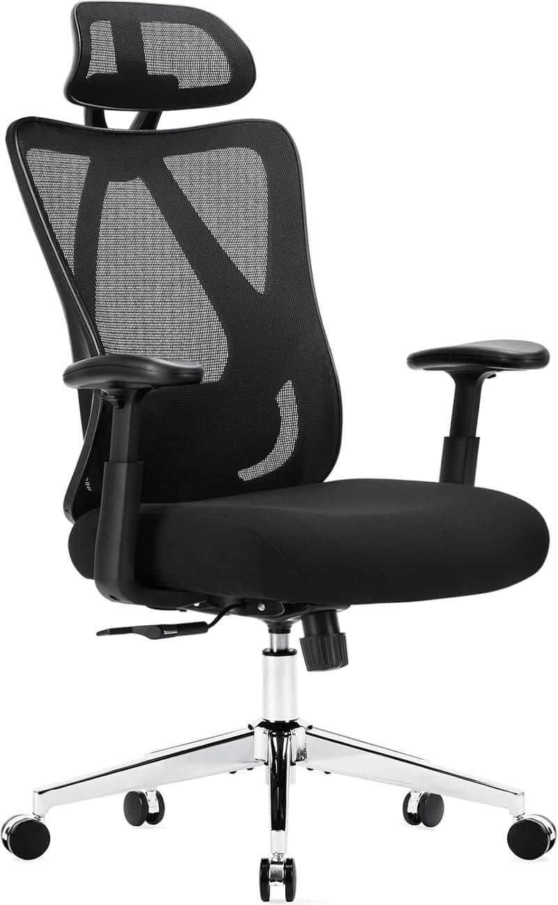 Ergonomic Rolling Desk Chair for Big & Tall with Adjustable Lumbar Support