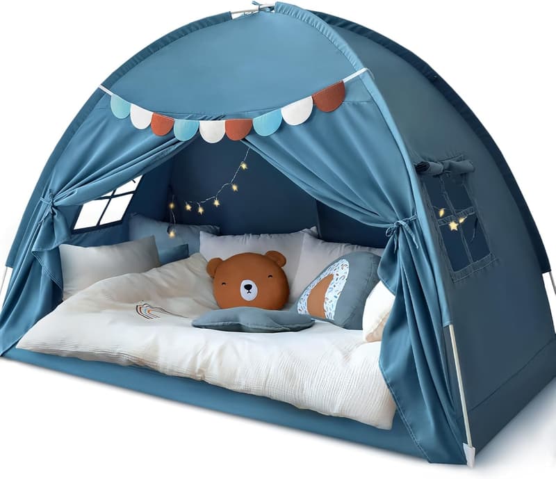 Kids' Twin Bed Tent Canopy – Blue Jean Indoor Privacy Tent