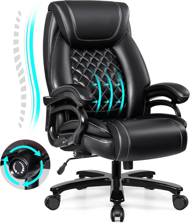 Heavy-Duty Big and Tall Executive Desk Chair with Lumbar Support