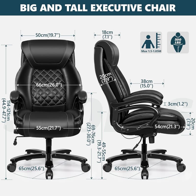 Heavy-Duty Big and Tall Executive Desk Chair with Lumbar Support