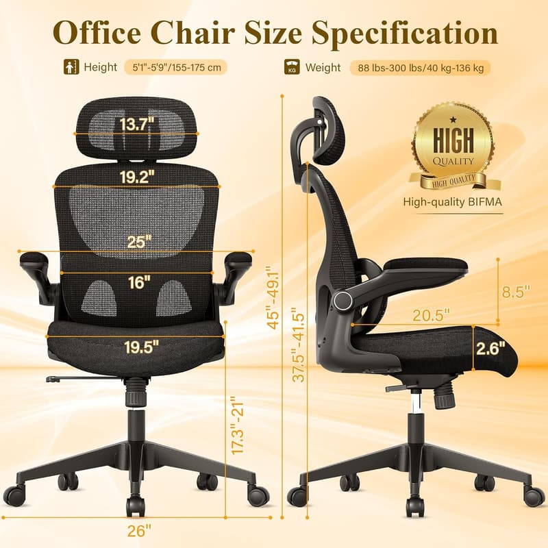 Ergonomic High Back Mesh Office Chair with Lumbar Support