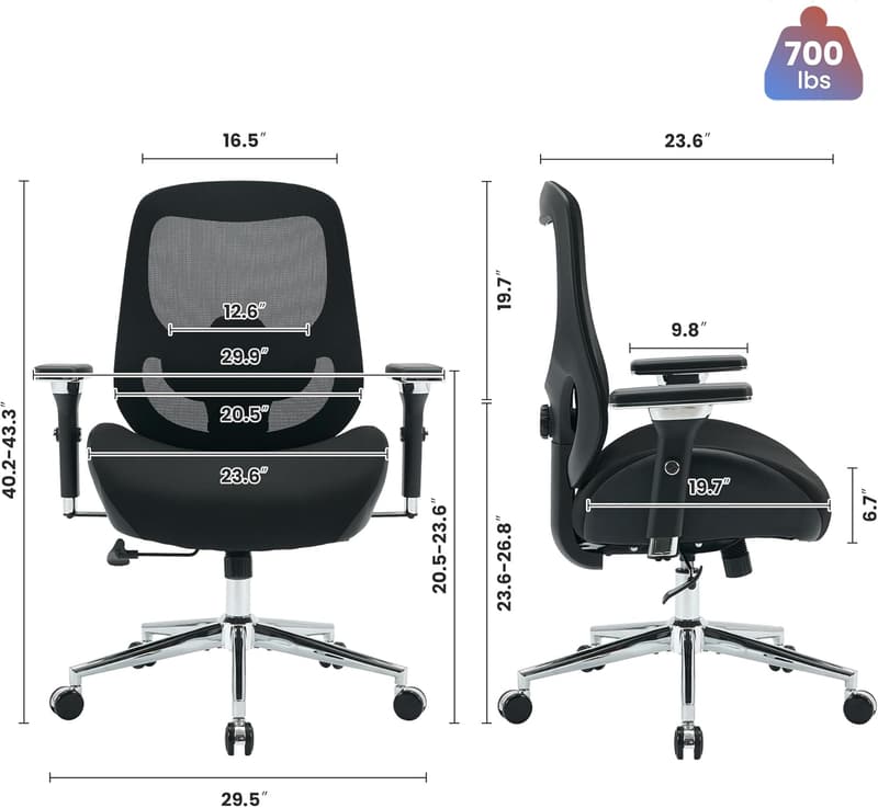 Ergonomic Big and Tall Office Chair with Adjustable Lumbar Support