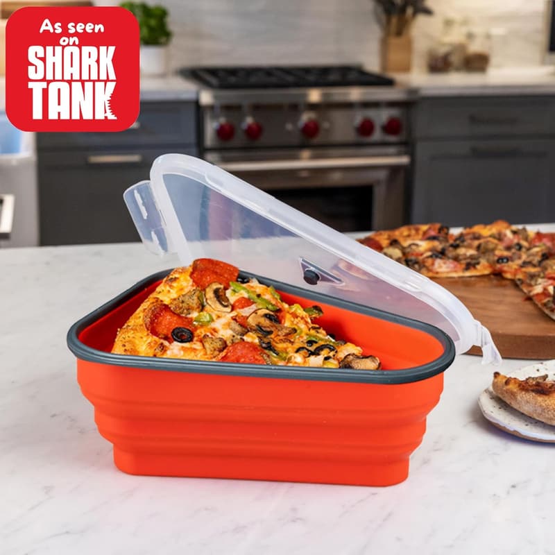 Reusable Pizza Storage Container with 5 Microwavable Trays - Red