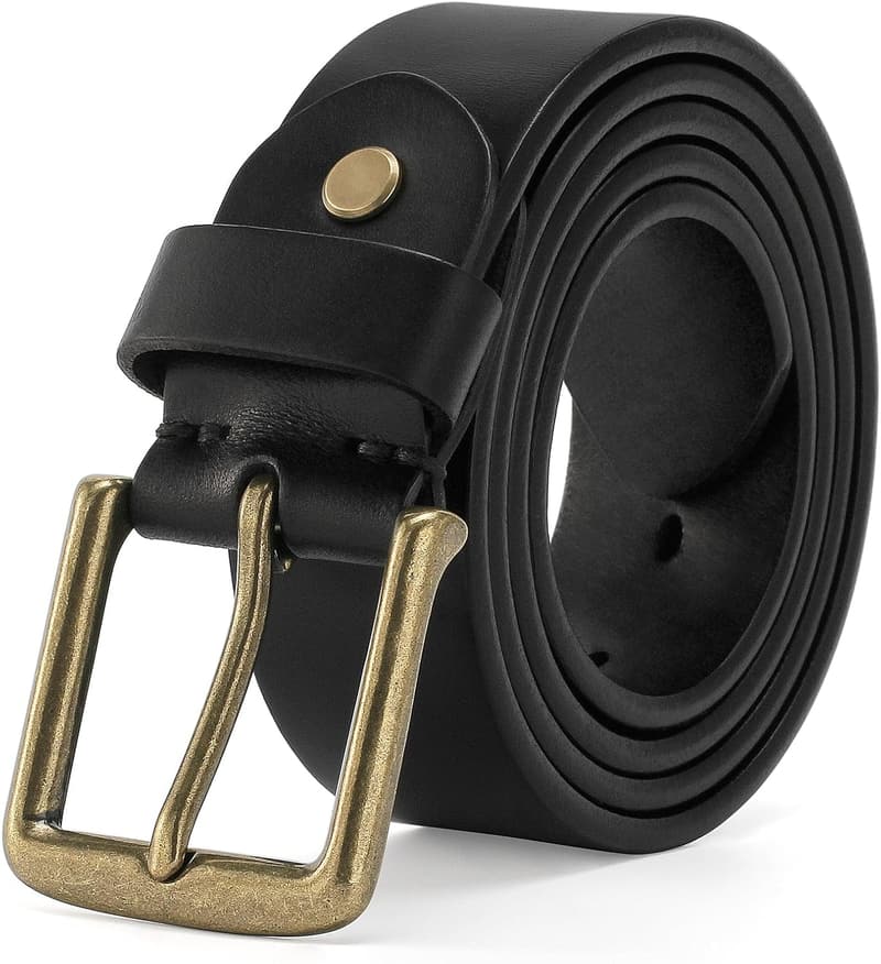 Heavy-Duty Full Grain Leather Men's Work Belt in Gift Box
