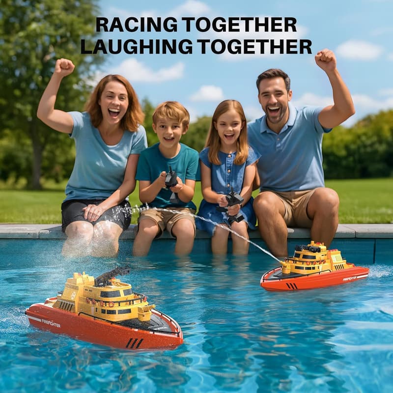 Remote Control Firefighter Boat for Kids, 40 Min Run Time