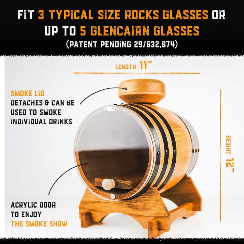 Premium Whiskey Cocktail Kit - Oak Barrel Set with Smoker Torch