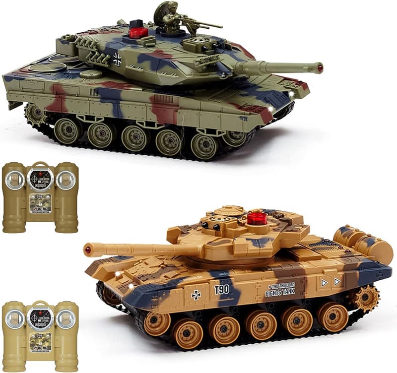 Remote Control Battle Tank Set - T90 & Leopard with Sounds & Lights