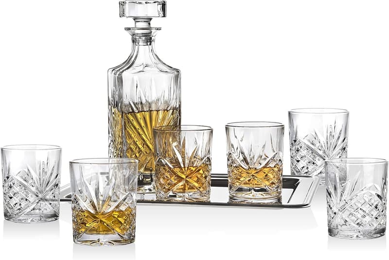Dublin Whiskey Bar Set with Decanter, 6 Tumblers & Tray