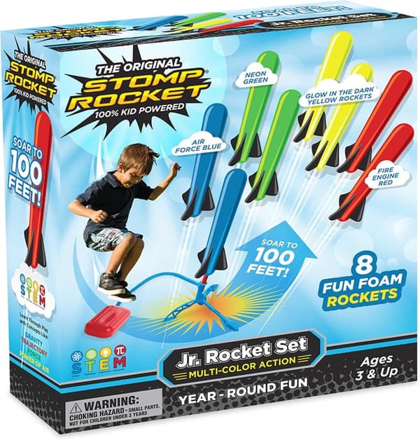 Outdoor STEM Rocket Launcher for Kids - Multi-Color Foam Blaster Set