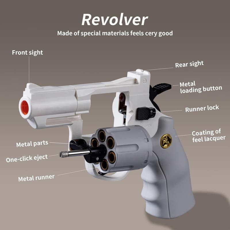 Water Gel Bead Revolver Toy with Digital Targets for Kids