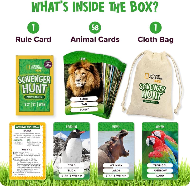 Outdoor Scavenger Hunt Card Game for Kids Ages 4+