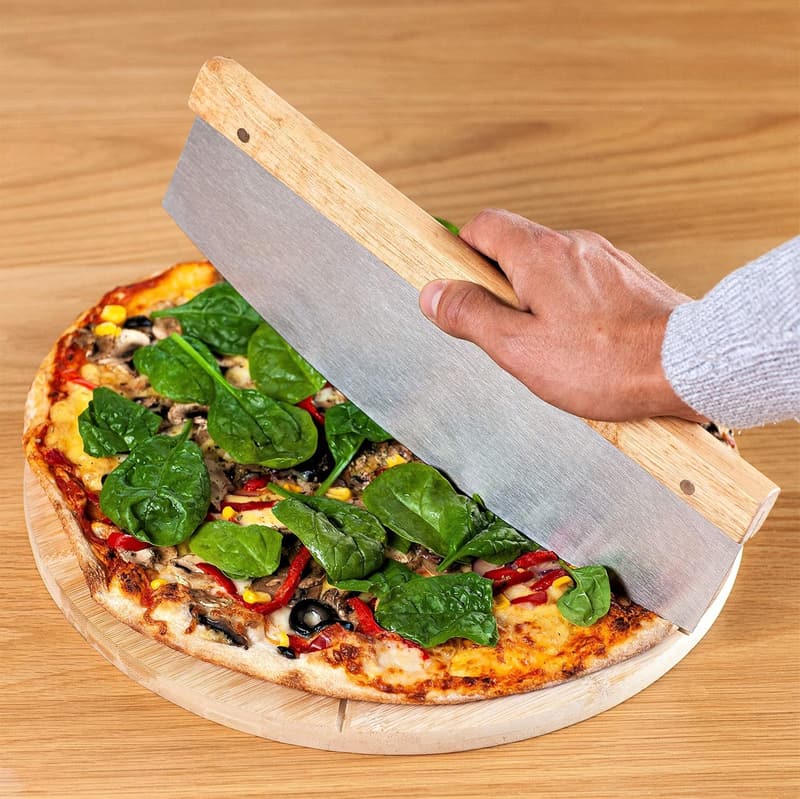 Bamboo Pizza Board Set with Knife – 13.5-inch Cutting Board