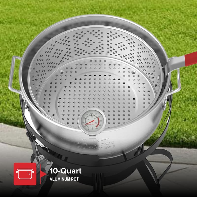 Outdoor Deep Fryer with 10Qt Pot & Strainer Basket - 58,000 BTU