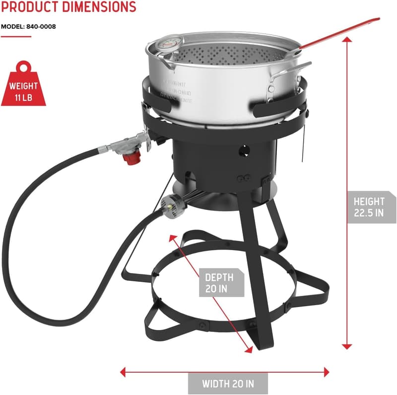 Outdoor Deep Fryer with 10Qt Pot & Strainer Basket - 58,000 BTU