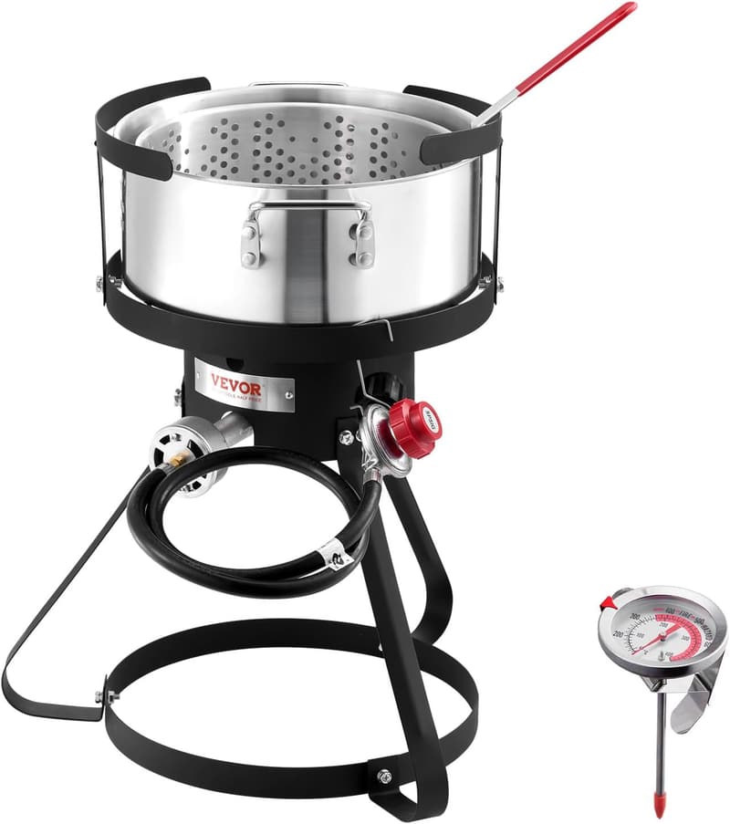 VEVOR 10 Qt Outdoor Propane Fish Fryer Kit with Thermometer