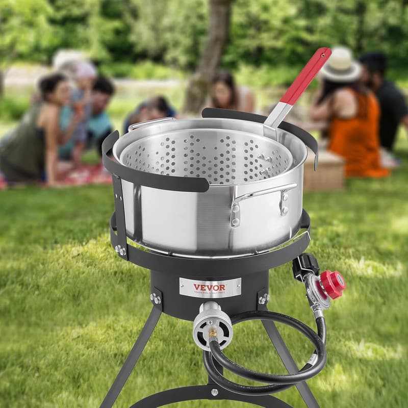 VEVOR 10 Qt Outdoor Propane Fish Fryer Kit with Thermometer
