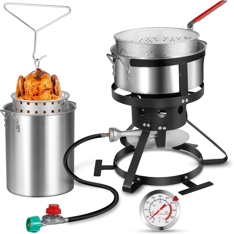 Outdoor Propane Fryer Pot Set - 10QT & 30QT Combo