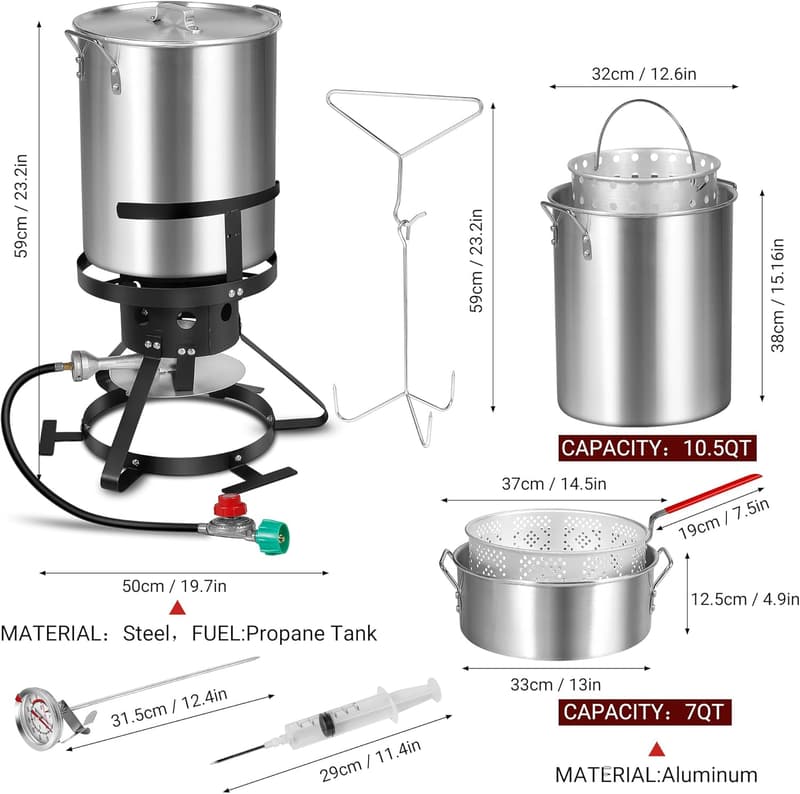Outdoor Propane Fryer Pot Set - 10QT & 30QT Combo