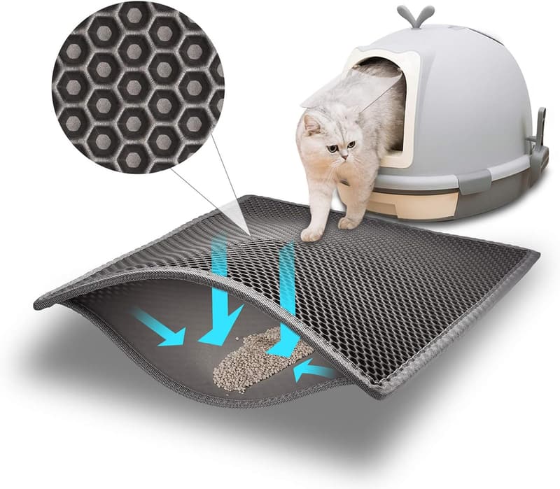 Cat Litter Mat - Double Layer Waterproof, 24x15 Inch, Gray
