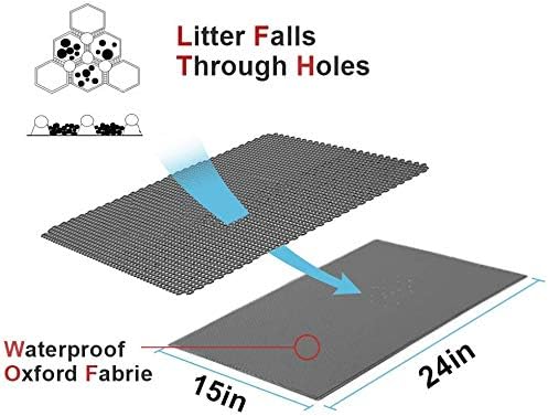 Cat Litter Mat - Double Layer Waterproof, 24x15 Inch, Gray
