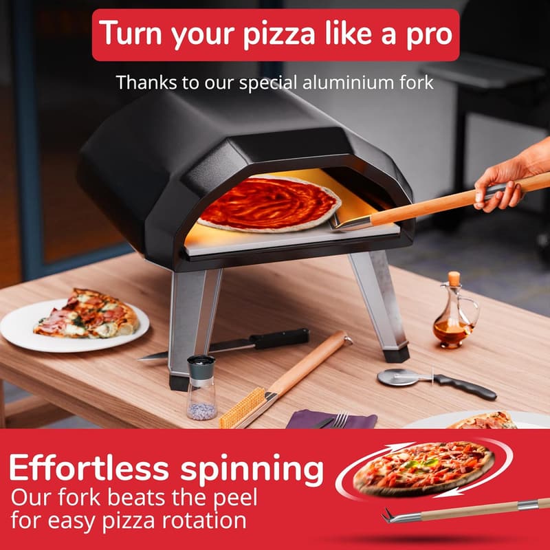 Adjustable Pizza Turner Fork with Bubble Popper for Even Baking