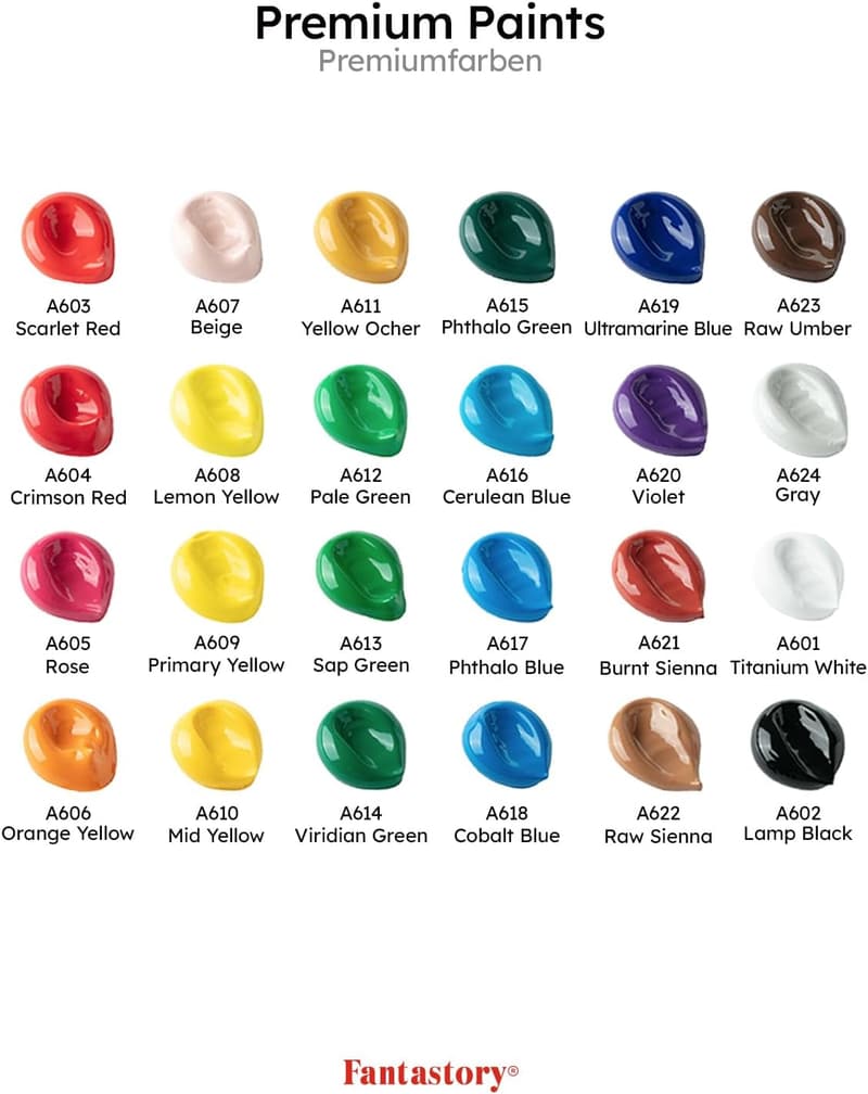 24-Color Acrylic Paint Set with 12 Brushes for DIY Projects