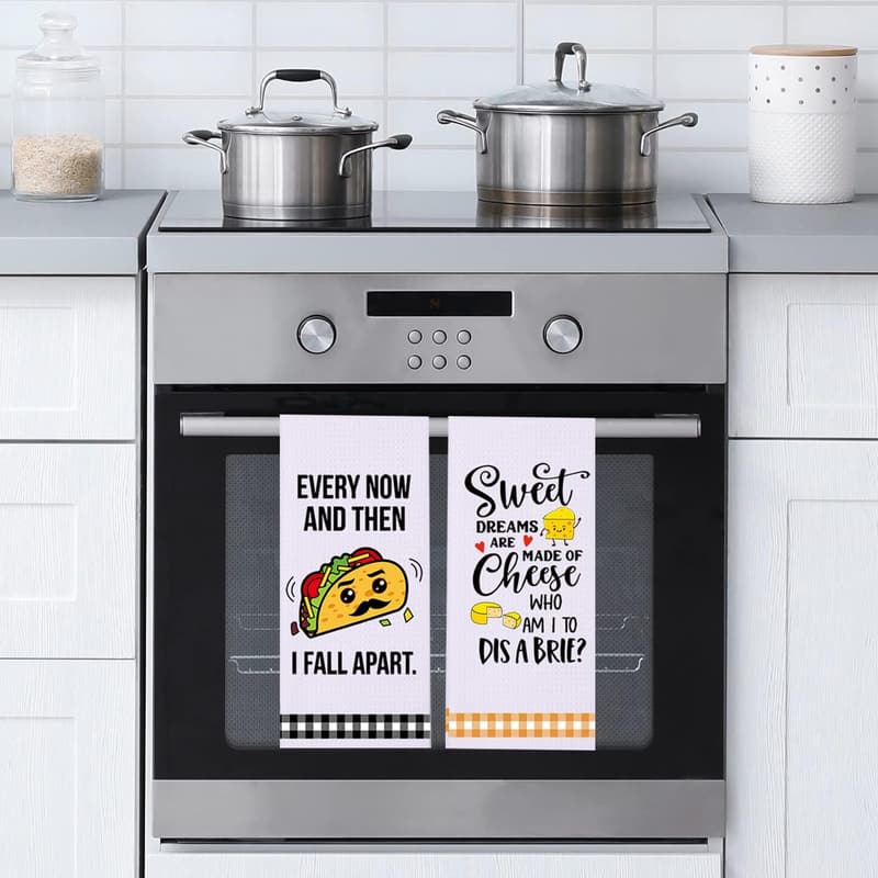 Funny Kitchen Towels Set for Women - Absorbent Waffle Dish Towels