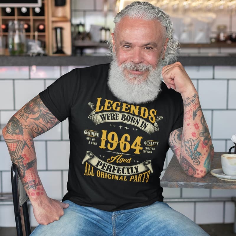 60th Birthday Vintage Tee for Men, Legends Born 1964